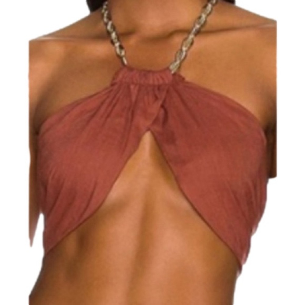 WeWoreWhat Chain Halter Crop Top in Rust